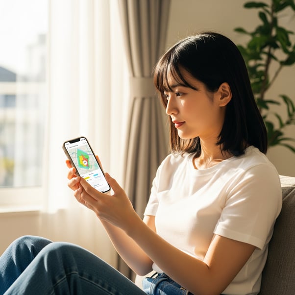 ドローン情報基盤システムを使う女性