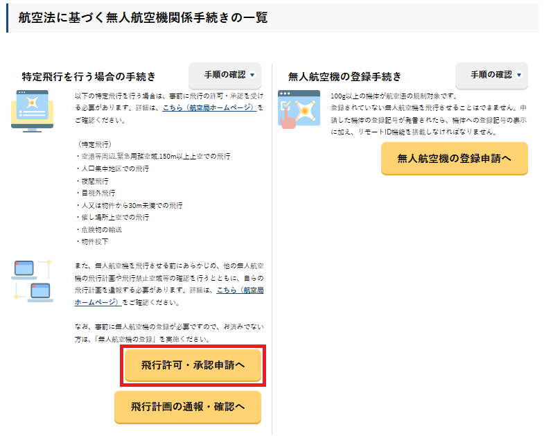 飛行許可、承認申請へ