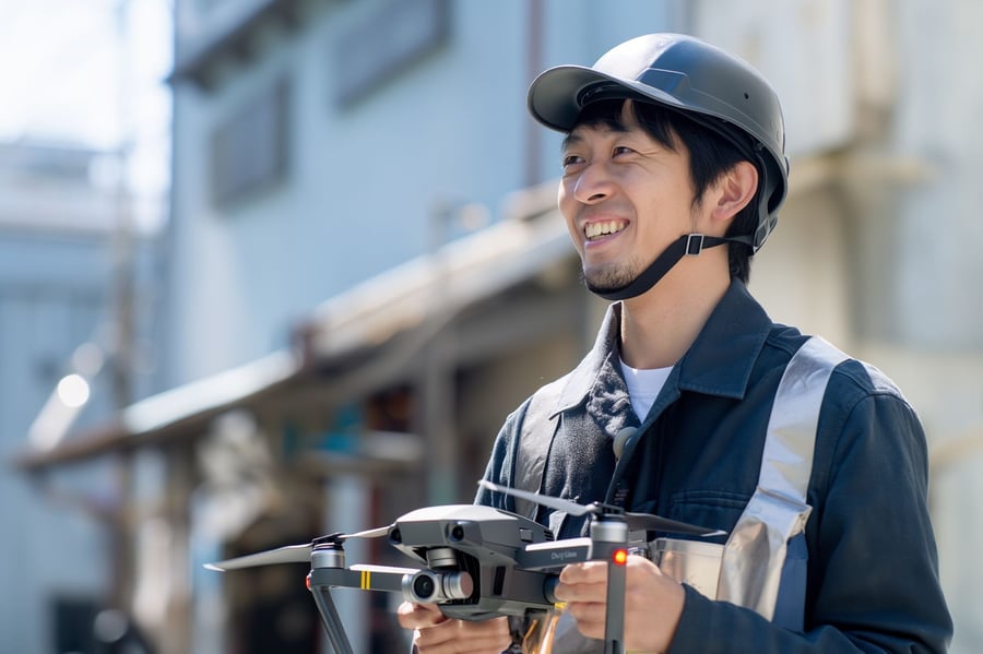 ドローンを操縦する男性