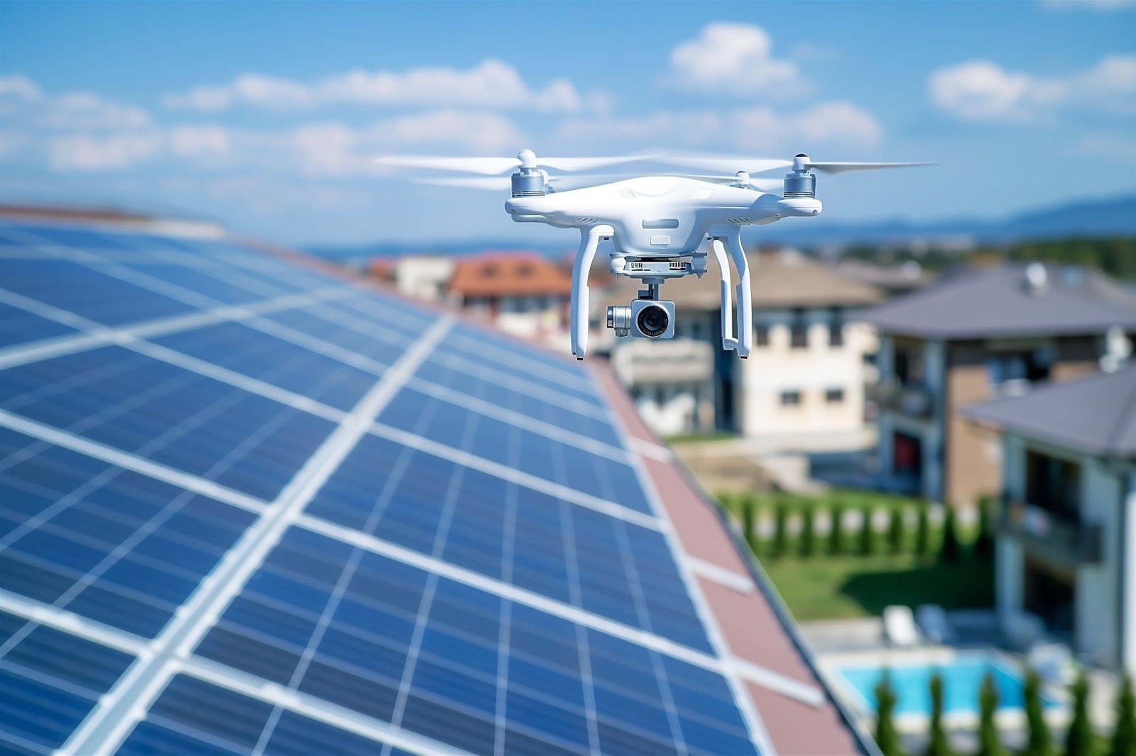 太陽光パネルの点検をするドローン