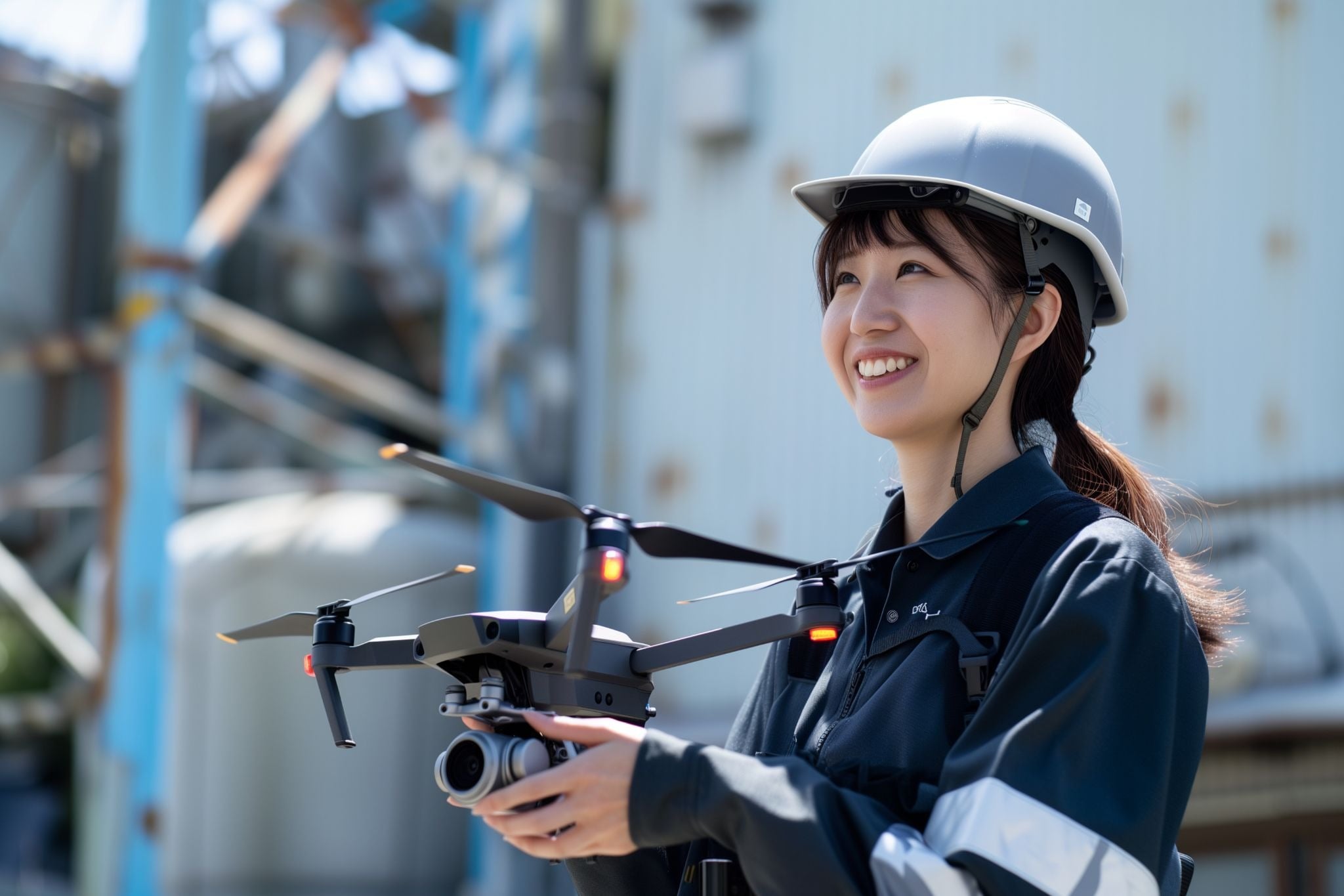ドローン操縦を仕事にする女性